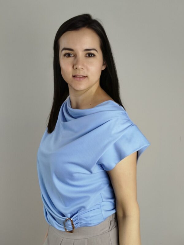 Tričko s padavým výstrihom modré